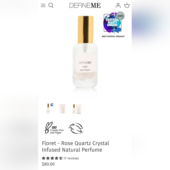 5/75$ DEFINEME Floret - Rose Quartz Crystal Infused Perfume Mist - Picture 2 of 13